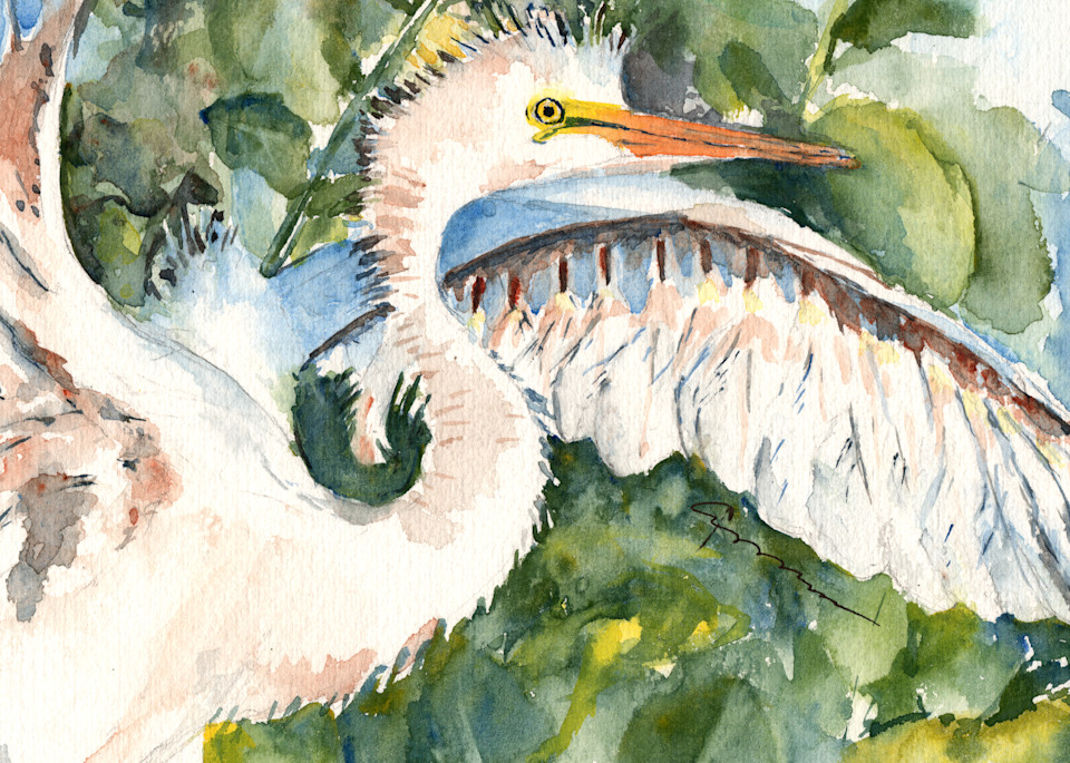 Great Egret Printed Tote Bag | Claudia Hafner Watercolor