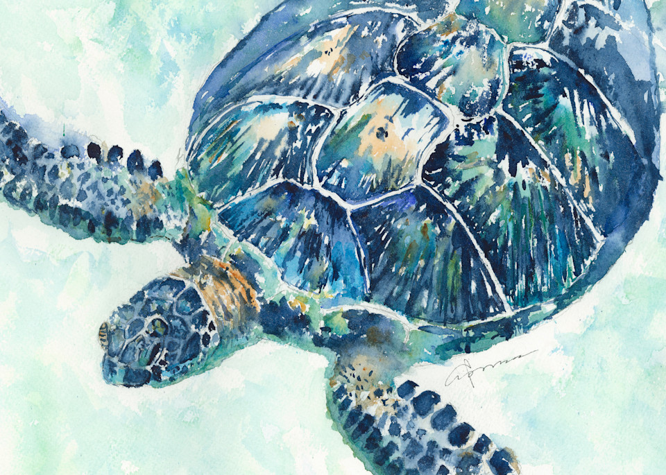 Sea Turtle 8a Printed Tote Bag | Claudia Hafner Watercolor