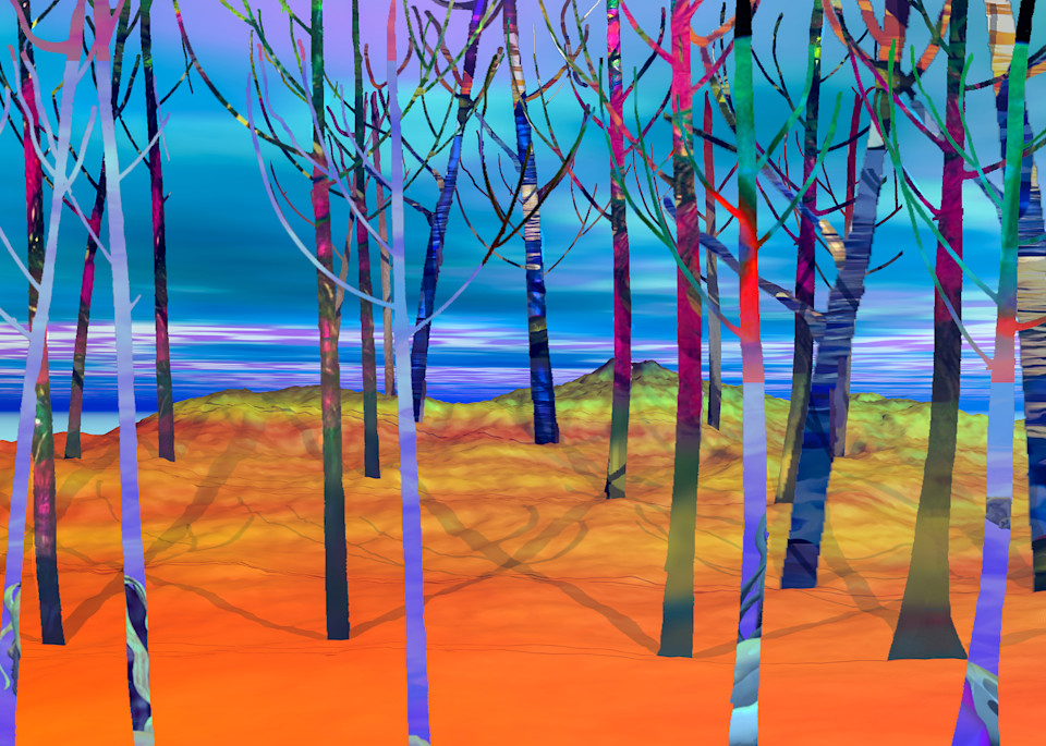 Blue Trees With Gold Winter Trees Art | Hitek Designs