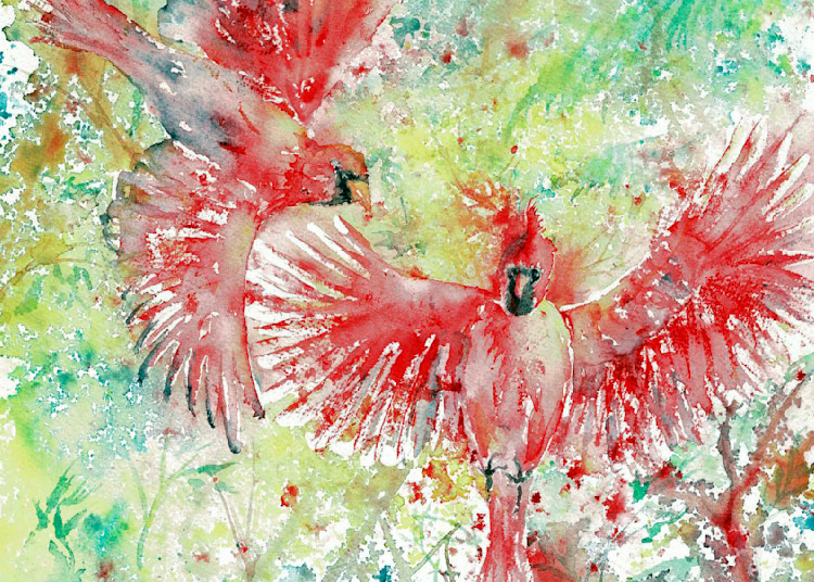 Cardinals Alight Art | Color Splash Ranch