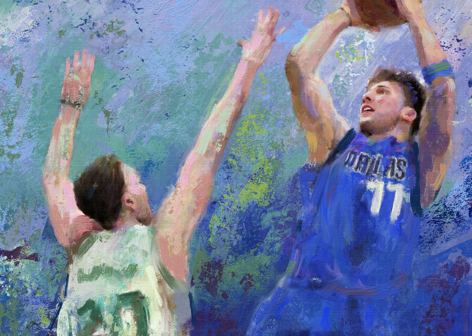 Luka Donic Painting | Sports artist Mark Trubisky | Custom Sports Art