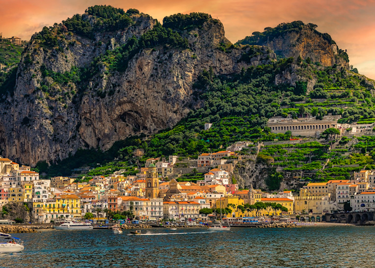 Amalfi Waterfront From The Sea Photography Art | Rick Vyrostko Photography