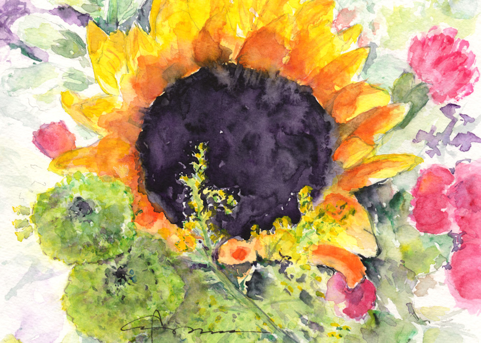 Sunflower Bouquet Art | Claudia Hafner Watercolor