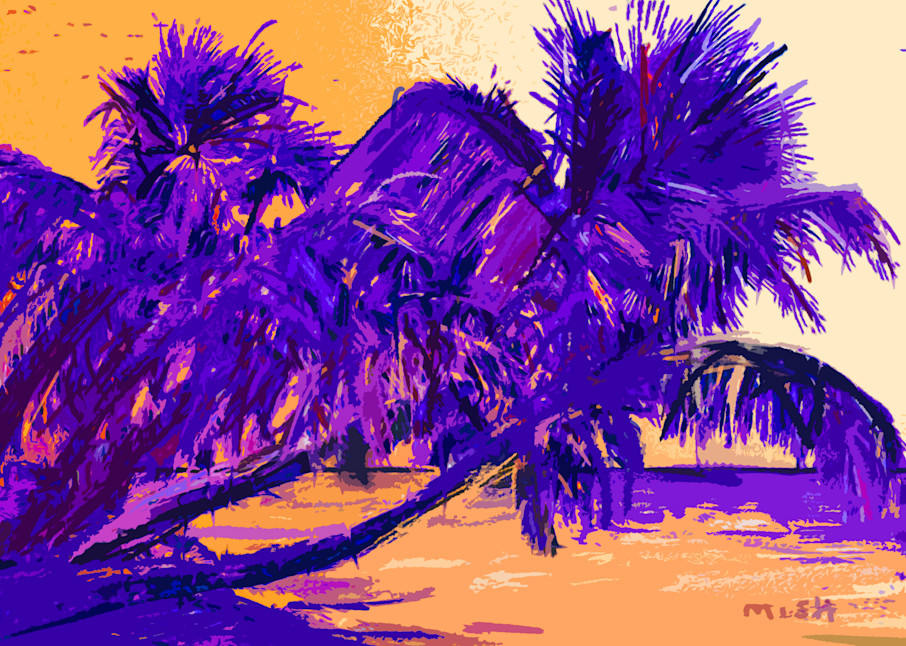 Tropical Beach Scene   Purple Art | Mish Murphy Fine Art