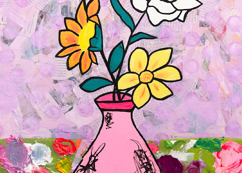 Pink Vase Abstract Floral Art | Amy Smith Art