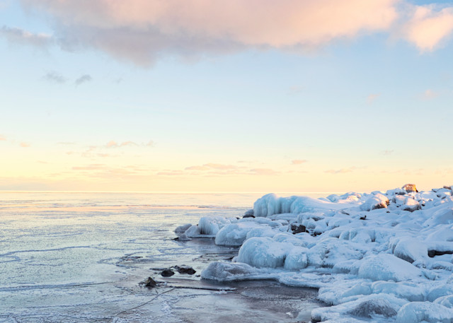 Lake Superior Winter Sunset Photography Art | Striped Moon Studios
