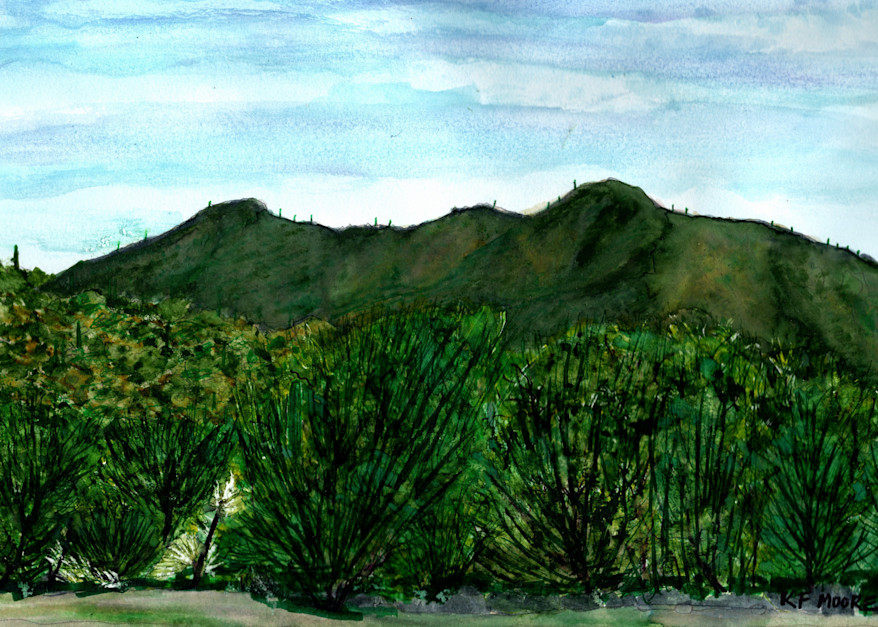 00063 Black Mountain From Cave Creek Rd. Art | KF Moore Watercolors
