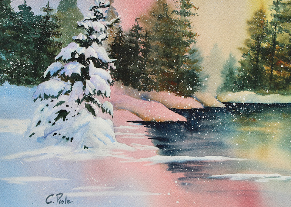 Snowfall At Dusk Art | Cate Poole Water Colors
