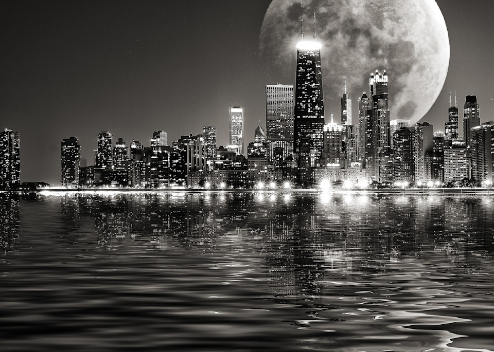 Super Moon Over The City Photography Art | 3rdEye Photographic