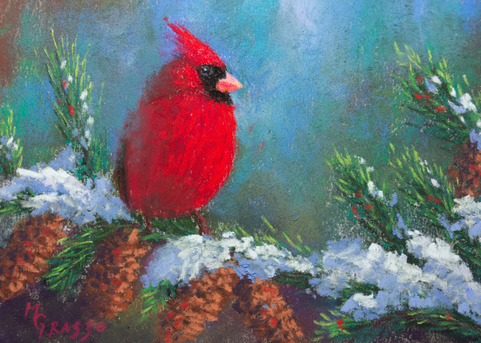 Evergreen Cardinal Art | Mark Grasso Fine Art