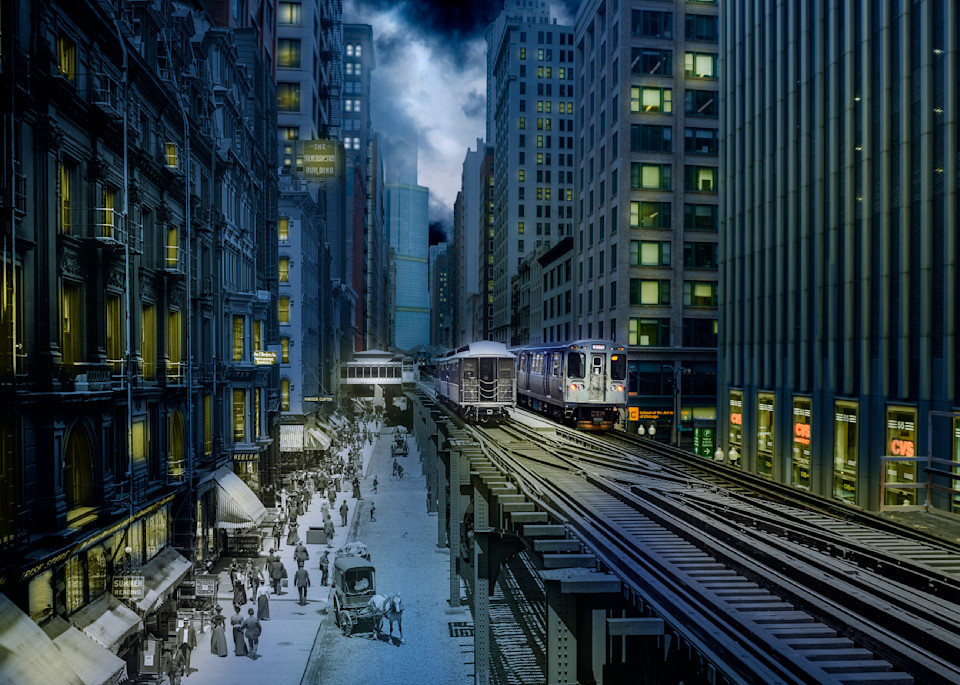 Wabash Avenue North From Adams At Night Art | Mark Hersch Photography