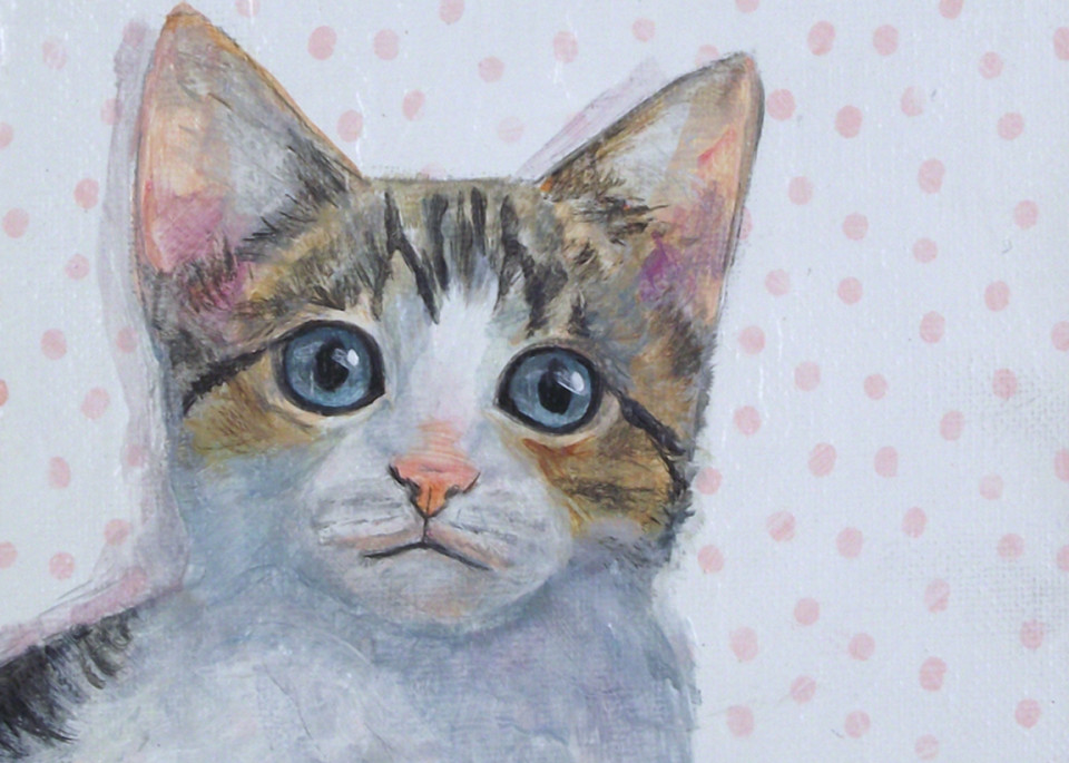 Kitten On Dots Art | Parnell Studios