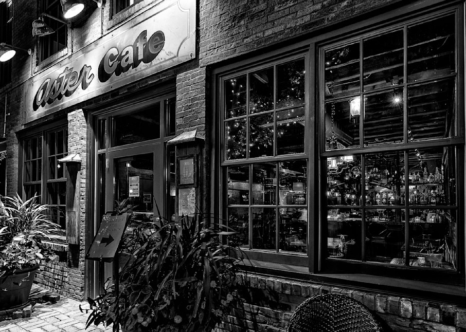 Aster Cafe Window Black and White - MPLS Pictures | William Drew