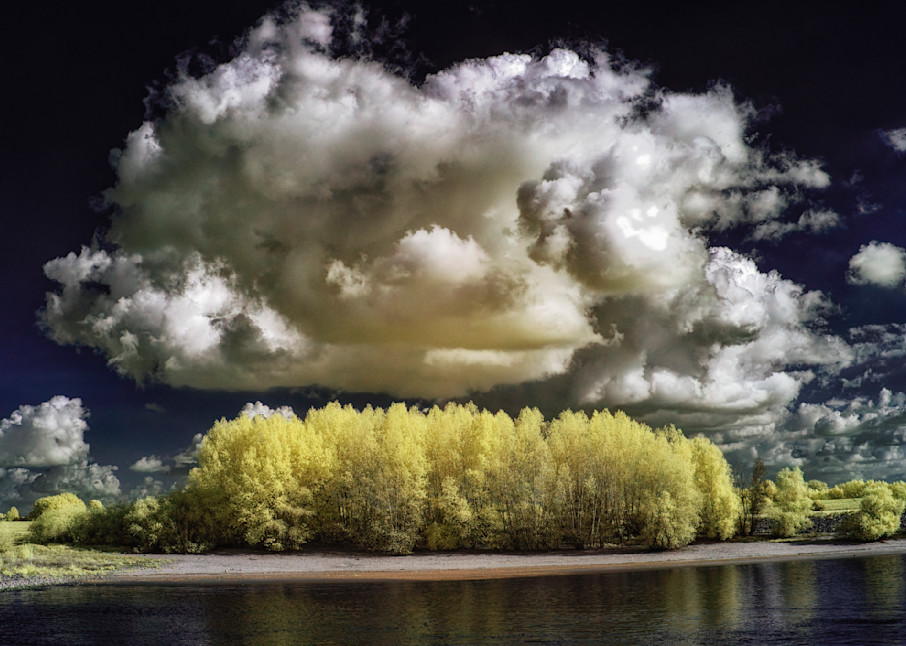 Clouds, Line of Trees, Rhine River, Netherlands