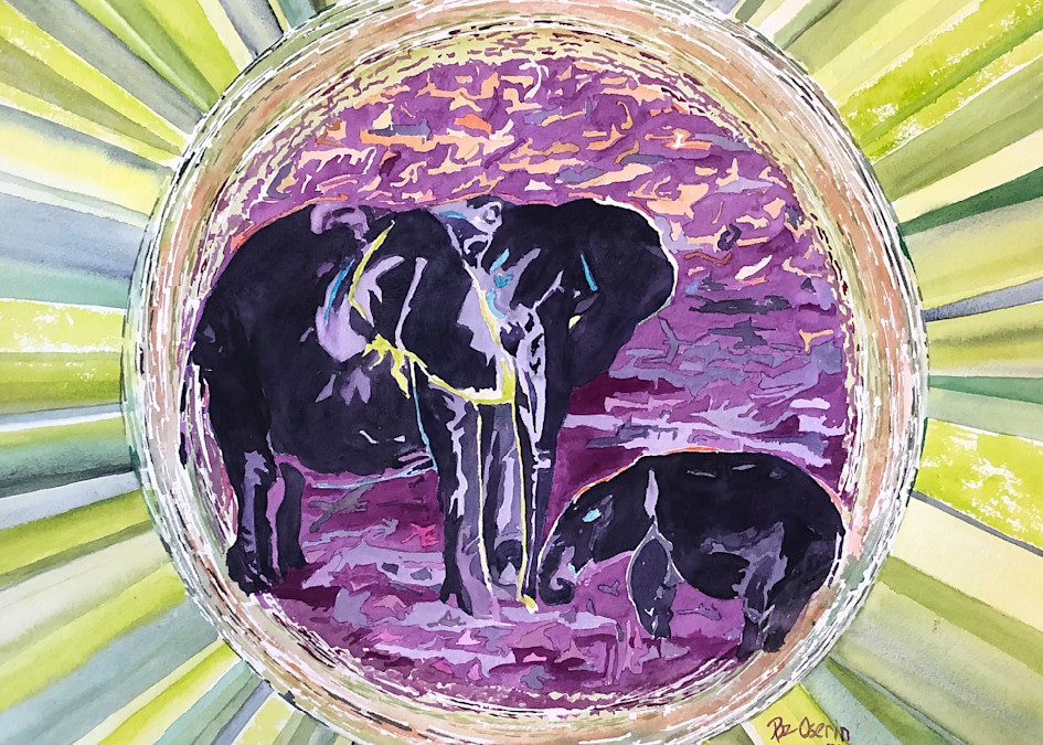 Elephants In The Round  Art | Roz Oserin Fine Art