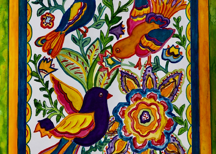 Mexican Birds And Flowers 11 X 14 Art | Becki Thomas Art
