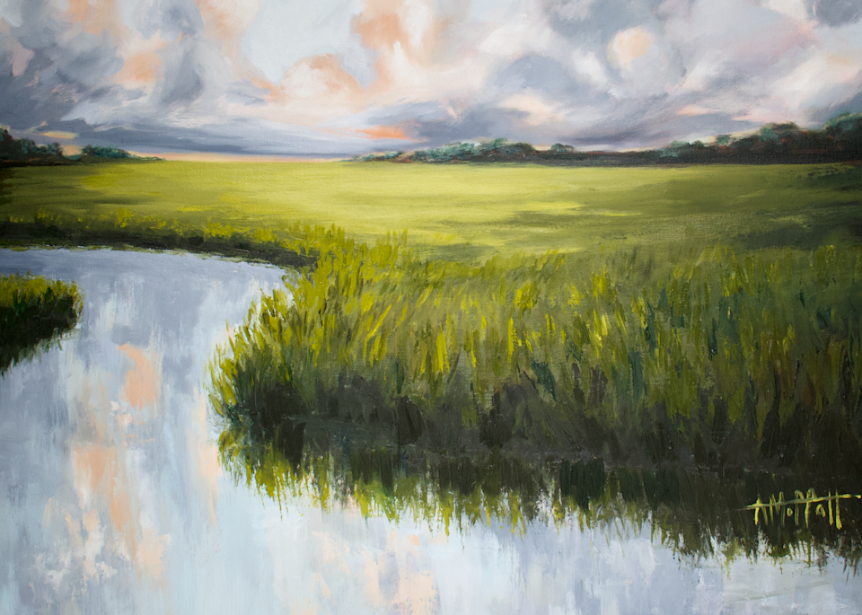 Giclee Art Print - Meandering Marsh- by contemporary Impressionist April Moffatt