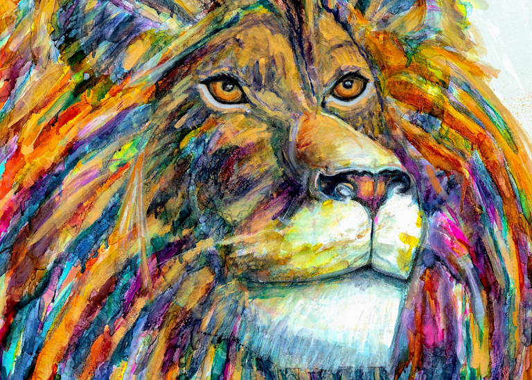 High quality archival art canvas wrap print "Beholding Jesus Ready to Roar 26 for author Rick Osborne Tranzform U program",  lion of Judah Jesus 