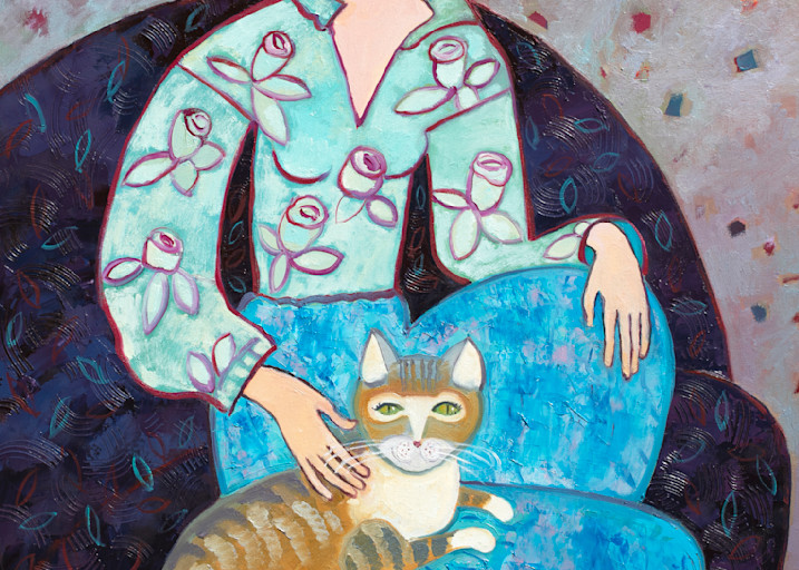 SidorovFineArt-Green eyed cat and a girl 