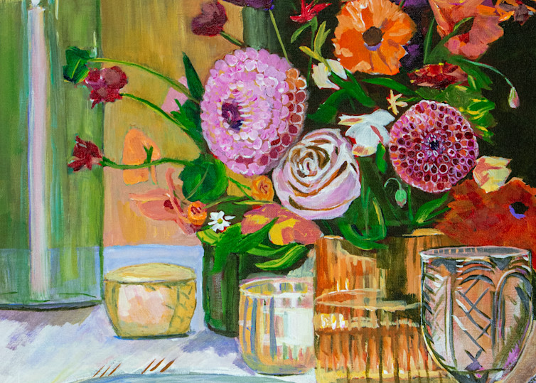 Dreamy Flower Tablescape Art Michelle Major Art