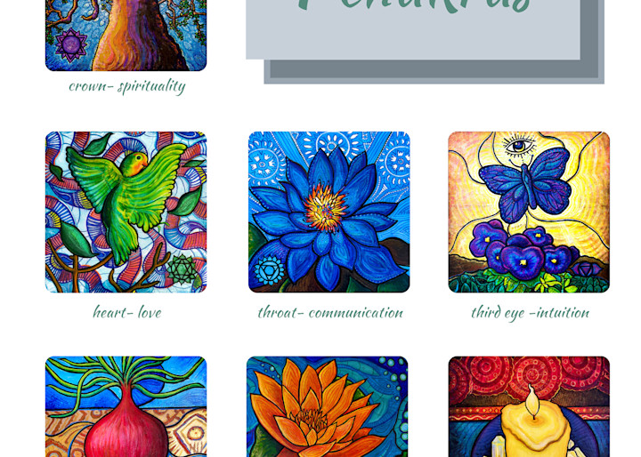 All seven chakras Malawian set vertical greeting card