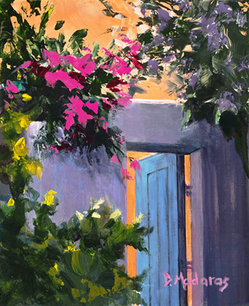Bougainvillea By The Blue Door Southwest Art Gallery Tucson