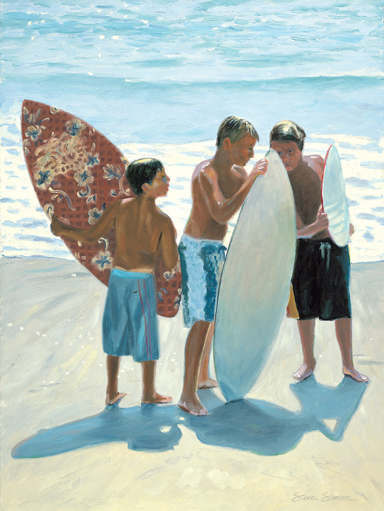 Boys with Skimboards on Beach