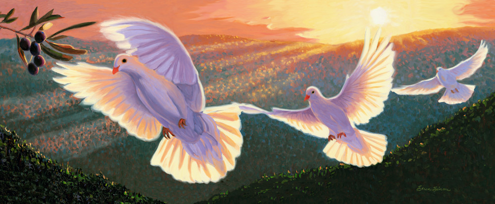 Doves and the Olive Branch Painting