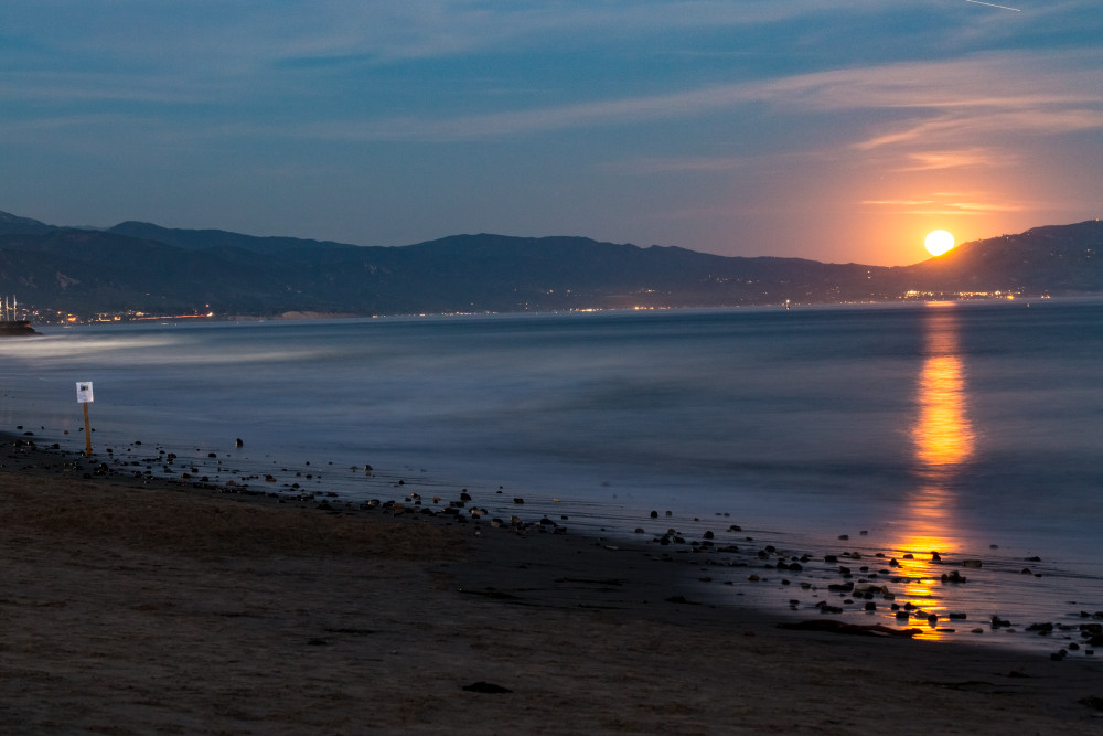 Moonrise Over Mountains In Santa Barbara Photograph for Sale as Fine Art