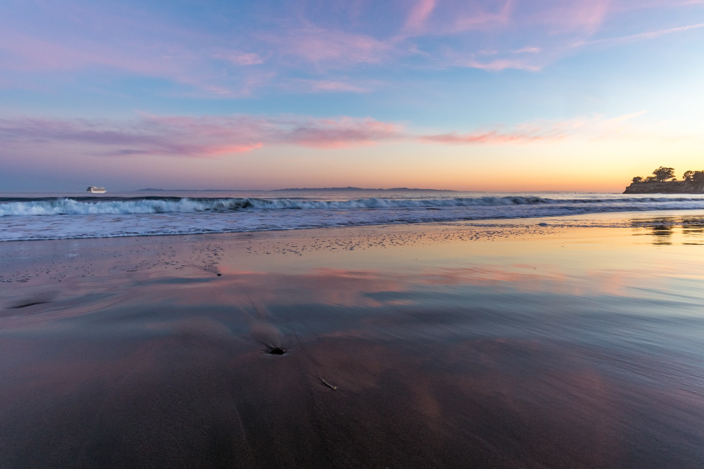 Pastel Sunset Reflection At Leadbetter Beach Photograph for Sale as Fine Art