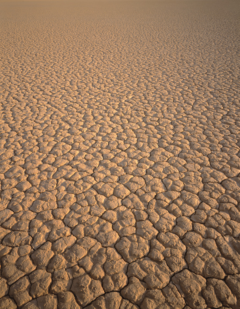 Cracked playa surface on a dry lake bed in Death Valley