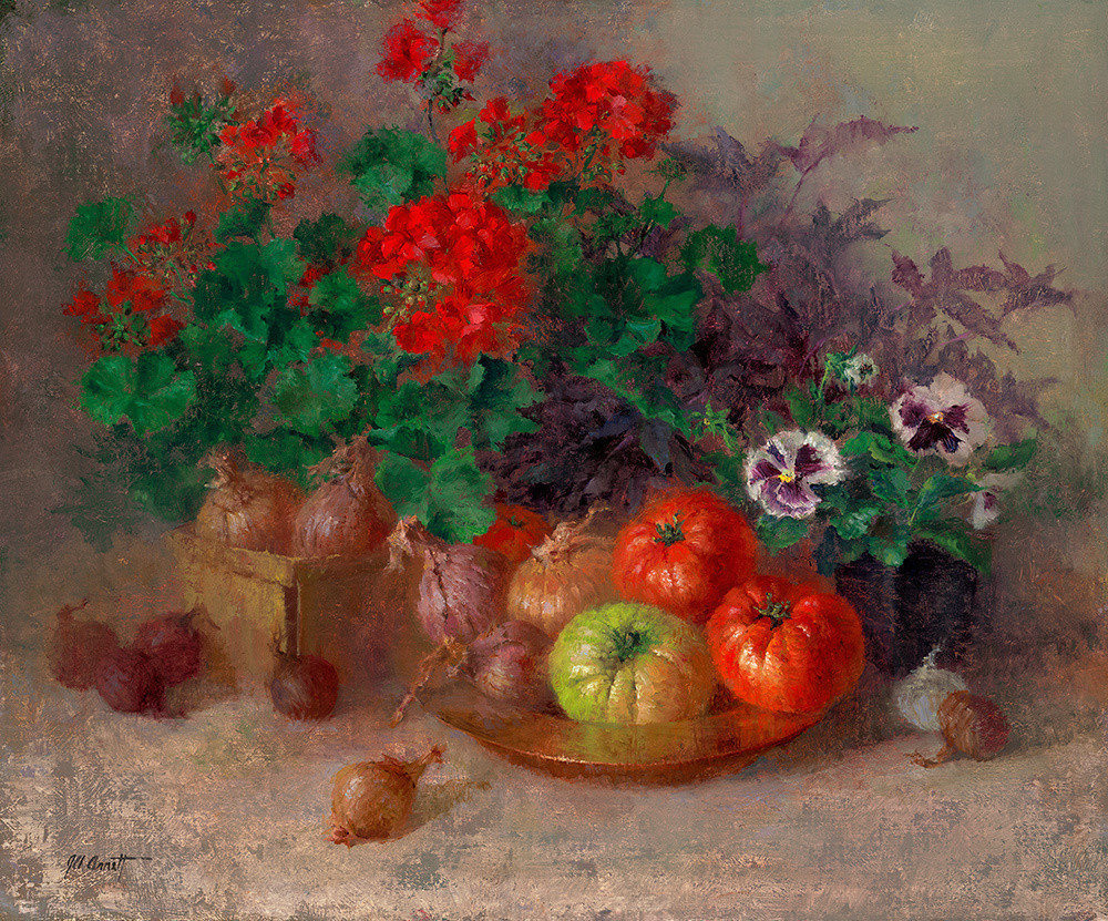 Heirloom Tomatoes and Geraniums