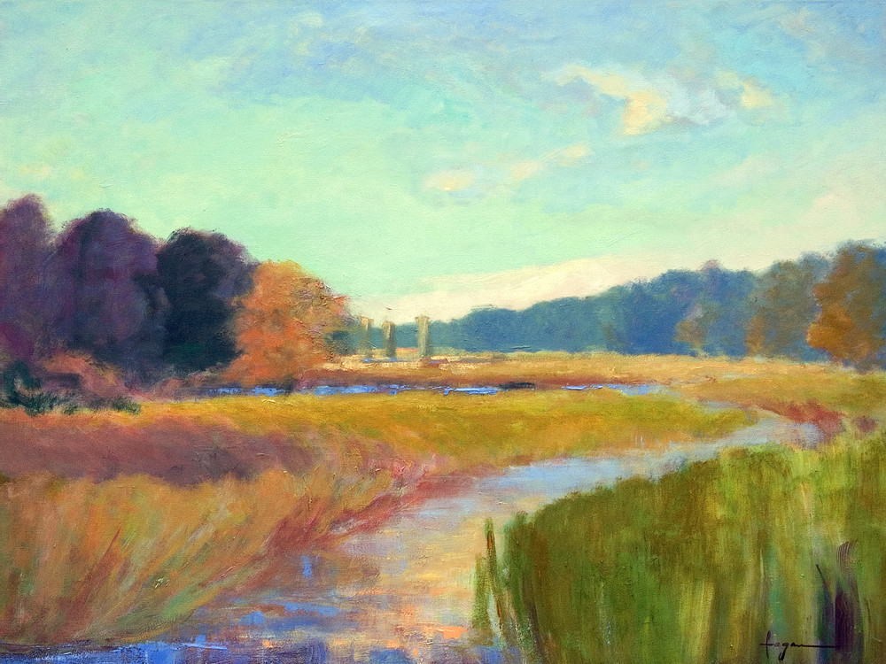 Marsh Landscape Painting Fine Art Print, Golden Afternoon by Dorothy Fagan