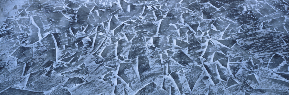 Fine art print of fractured ice abstract on the St. Lawrence River, Montreal, Quebec, Canada by Greg Probst