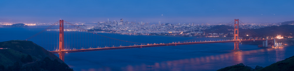 Golden Gate Bridge Twilight Pano, San Francisco, California
