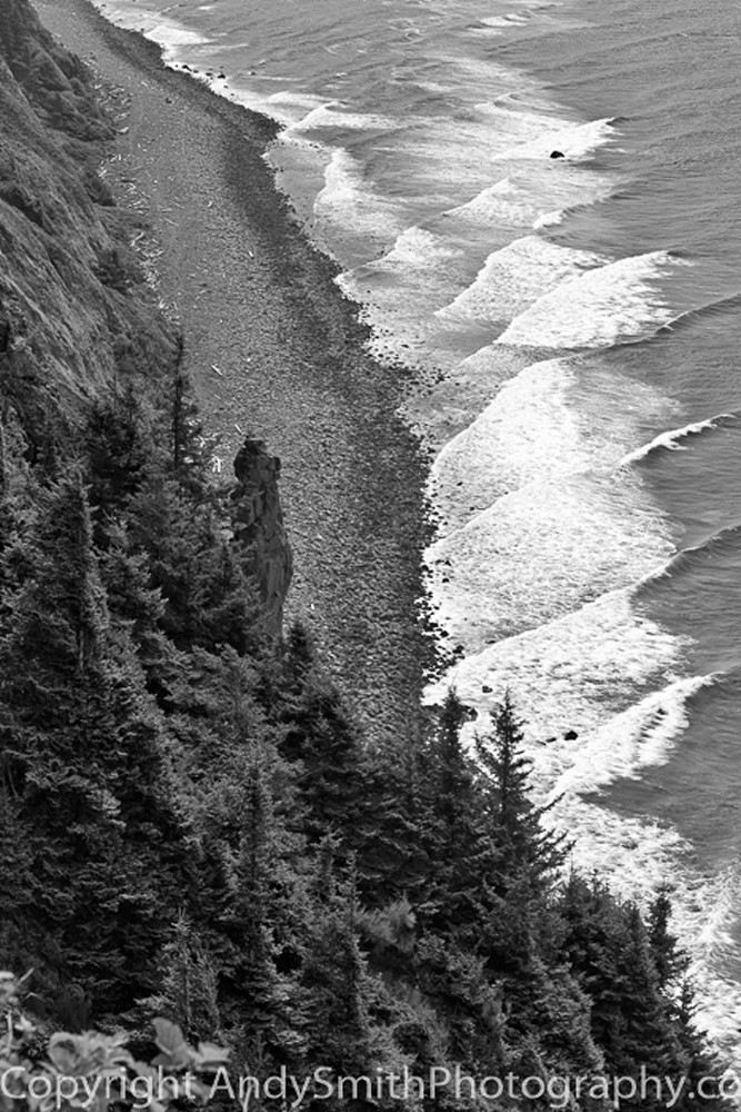 Looking Down on the Oregon Coast black and white fine art photograph
