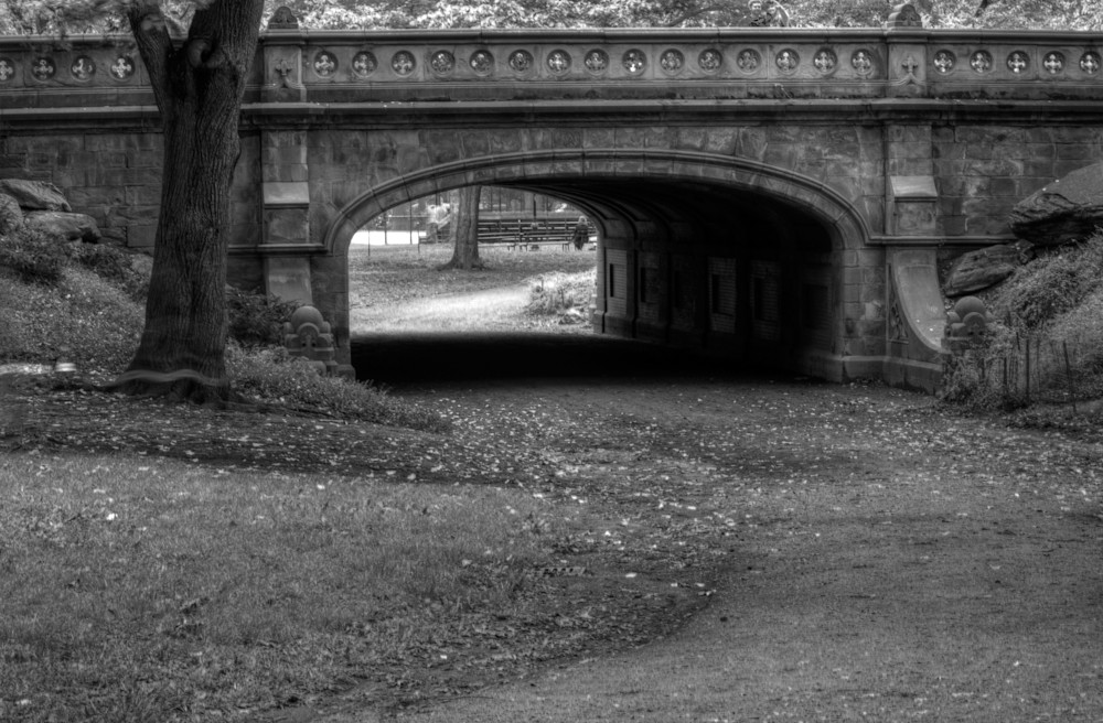 Fine Art Black and White Photograph of Central Park Bridge by Michael Pucciarelli