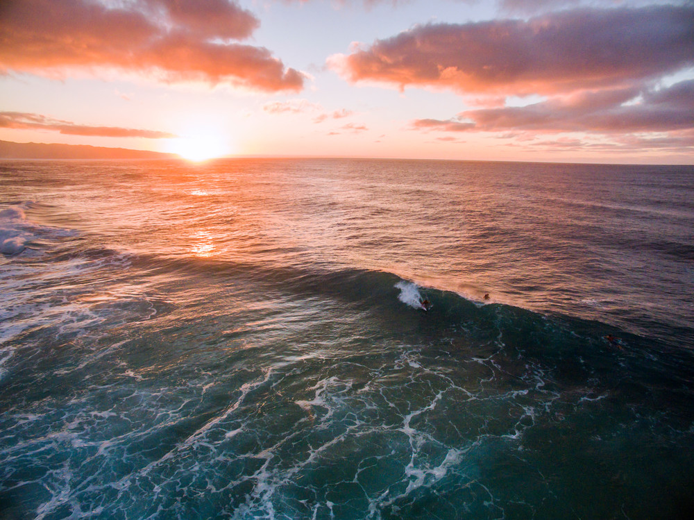 Log Cabins Sunset Aerial Surf Photography Print by Brad Scott