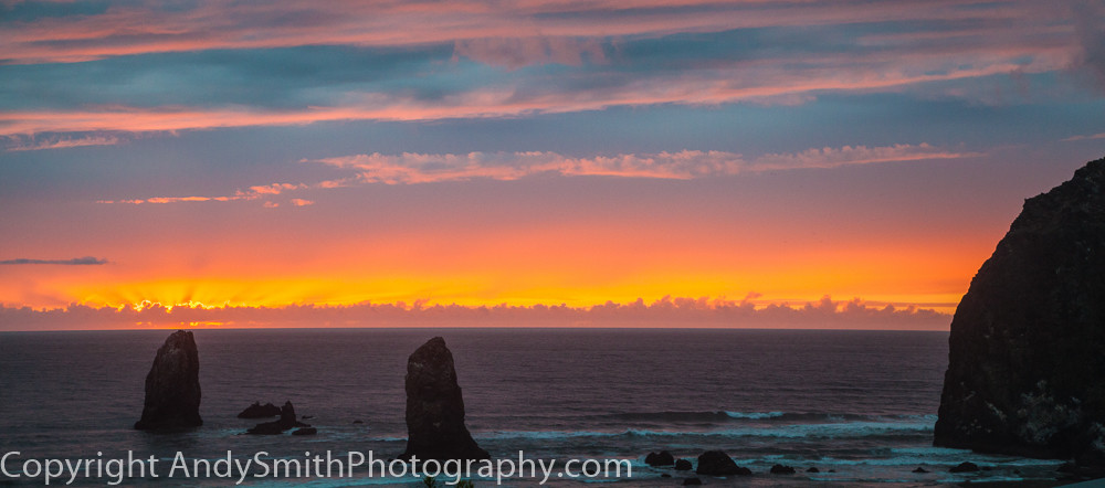 fine art photograph of sunset at Haystack Rock