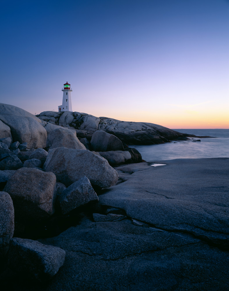 Peggy's Cove lighthouse on the rugged coast of Nova Scotia, Canada