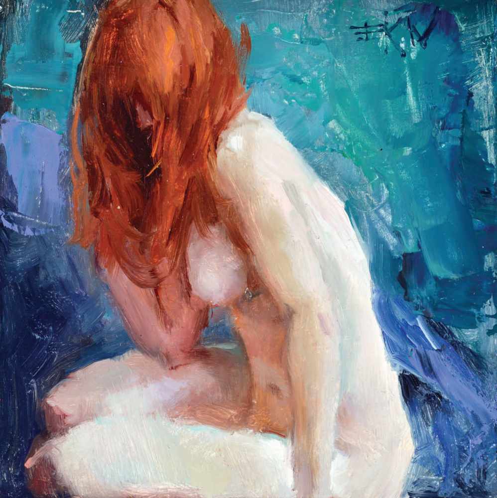Miniature nude oil painting of red hair