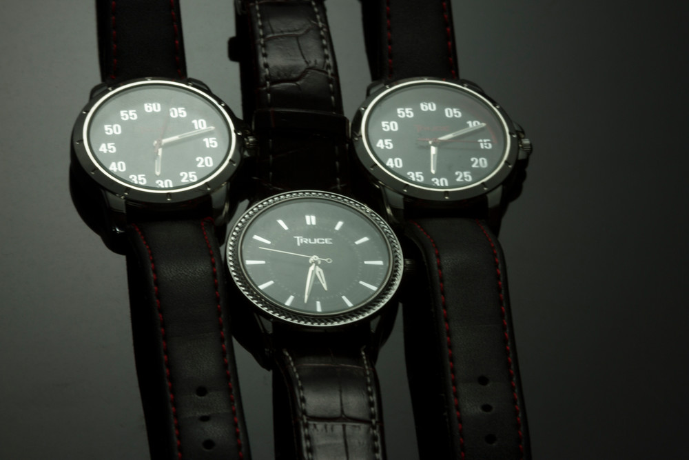 Fine Art Photographs of Three Watches on Black Plexiglass by Michael Pucciarelli
