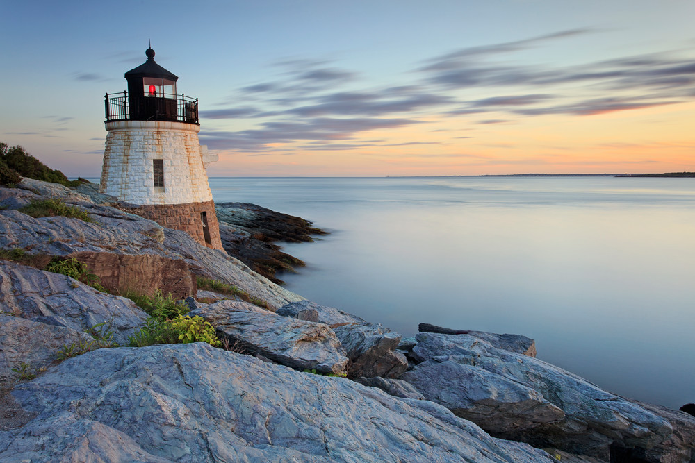 "Castle Hill Summer Sunset" Newport Rhode Island fine art ocean lighthouse photograph.