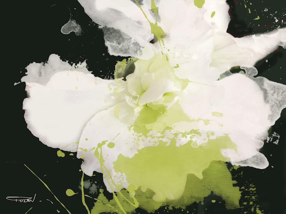 Serene Green, White Green Flower Art