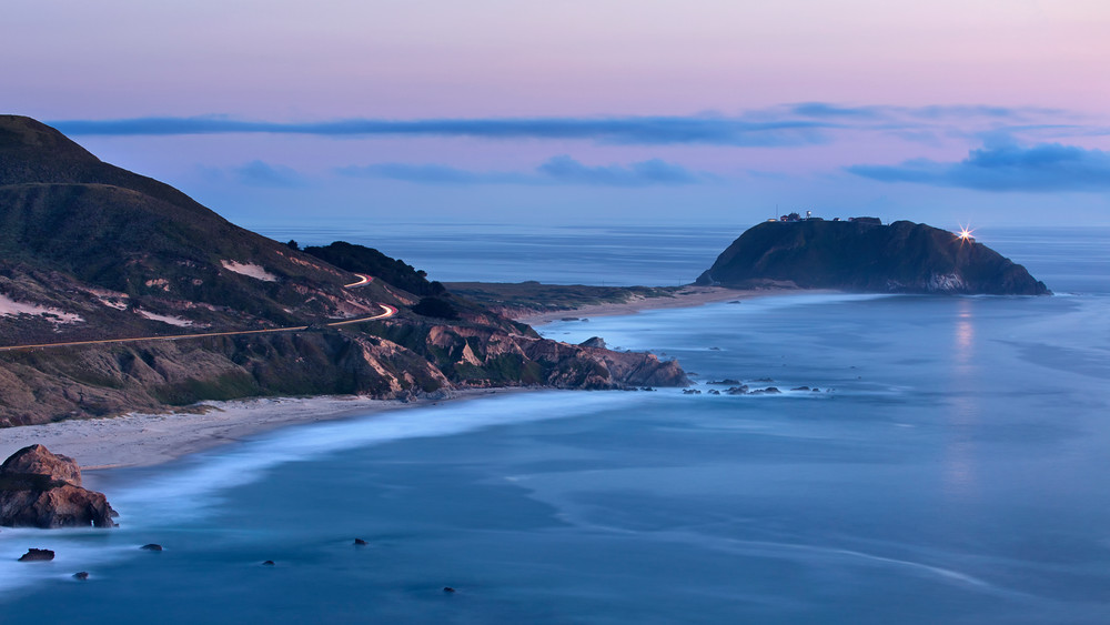 "Point Sur Dusk" Big Sur California lighthouse seascape art