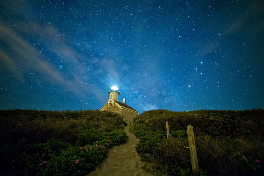 "North Light at Night" Fine art Block Island lighthouse photograph