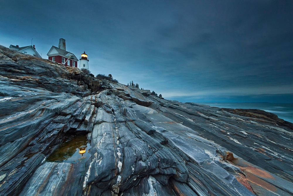 "Study in Blue" Pemaquid Point Lighthouse, Maine coast fine art photograph 