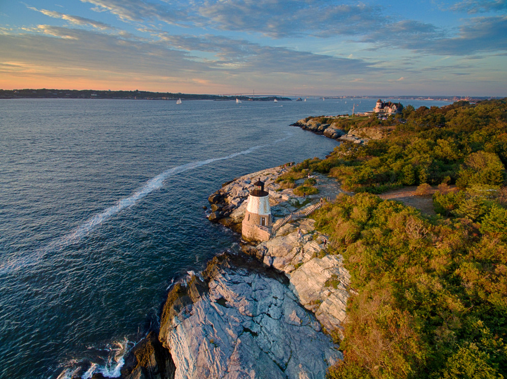 "Over Castle Hill" Fine Art Aerial Rhode Island Lighthouse Photograph