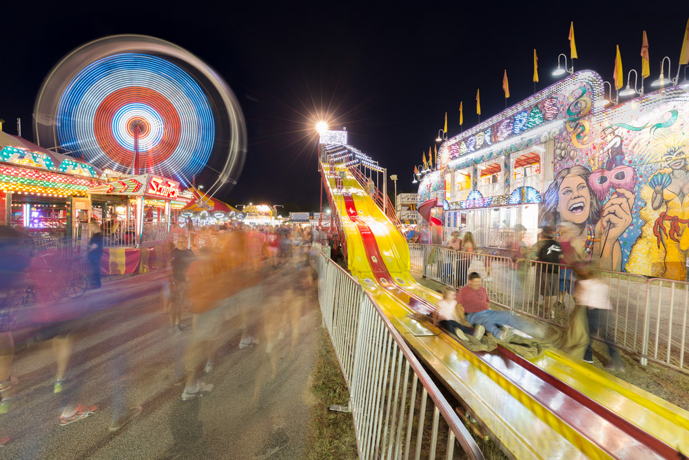 Slides and Ferris Wheel at Hopkinton State Fair