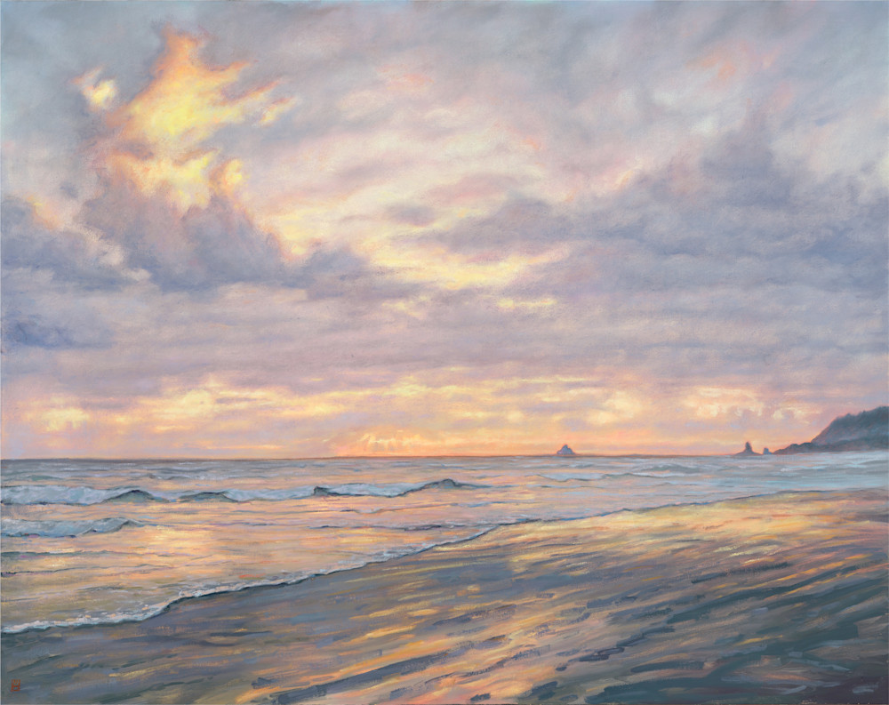 CANNON BEACH CLOUDS, Oils painting by Cannon Beach Artist Michael Orwick, Prints available.